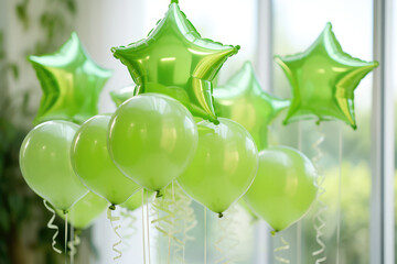 Wall Mural - Lime green star balloon for party and celebration