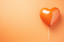 Orange Heart Balloon For Party And Celebration  On Transparent_background
