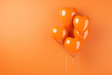 Wall Mural - Orange heart balloon for party and celebration  on transparent_background