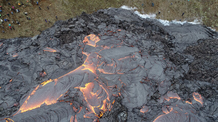 Wall Mural - Aerial view of lava flow in Iceland