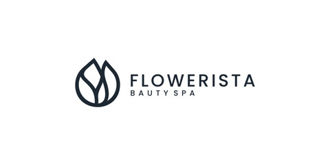 Wall Mural - Beauty flower logo design with line art style