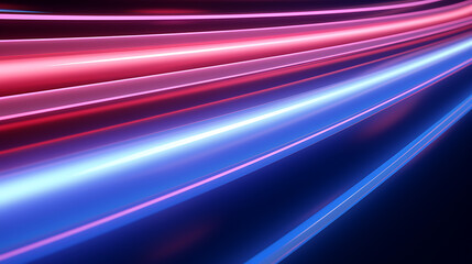 Wall Mural - 3d render. Abstract background of blue pink neon stripes