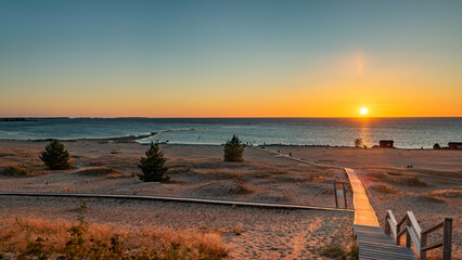 Wall Mural - High resolution image of beaches and dunes of Hiekkäsärki beach in Kalajoki, Finland, during sunset