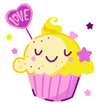 Valentine's Day Cupcake vector illustration