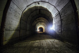 Fototapeta  - Dark tunnel at old underground bunker
