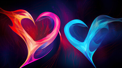 Wall Mural - Valentine's day, abstract background, multi-colored hearts against bokeh background. Concept: love, valentine's day, wedding.