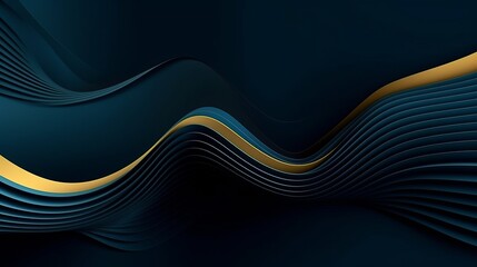 Wall Mural - 3D modern wave curve abstract presentation background. Luxury paper cut background. Abstract decoration, golden pattern, halftone gradients, 3d Vector illustration. Dark blue background.Design concept