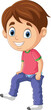 Cartoon little boy dressing up pants