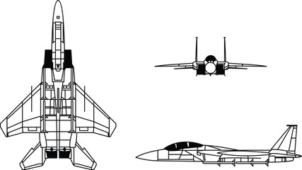 Wall Mural - Air Plane, us army fighter jet, Line art vector, eps, file for cnc laser cutting, Laser engraving, wood engraving model, cricut, ezcad, digital cutting machine template Frame