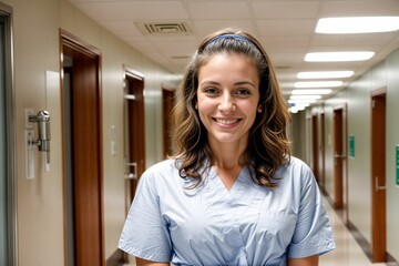 Wall Mural - an ethnic arabic medical professional in a hospital working as a radiologist and surgeon with lab coat and scrubs