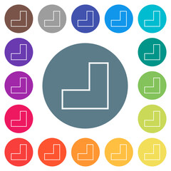 Sticker - Bottom right angle arrow outline flat white icons on round color backgrounds