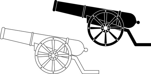 outline silhouette cannon icon set