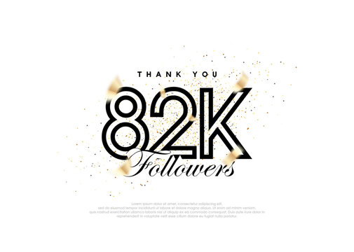 Black 82k followers number. achievement celebration vector.