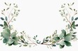 Captivating watercolor border frame with eucalyptus twigs isolated against transparent background.
