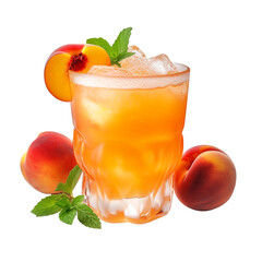 Wall Mural - Freshly made peach cocktail glass isolated on transparent background