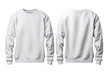 Plain white long sweat t-shirt for mockup in PNG transparent background	