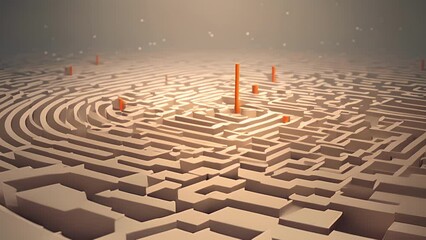 Wall Mural - Minimal animation of a maze being solved in a continuous loop, representing the journey towards a goal.