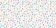 © Polina Tomtosova - Donut, sweet confetti background. Sweet cake, donut confetti texture, seamless pattern. Colorful candy topping seamless background wallpaper. Vector illustration