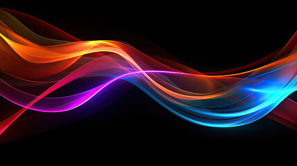 Abstract futuristic background with pink, purple and blue glowing neon wave line .