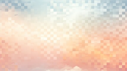 Wall Mural - pastel peach colory Pixel Clouds, beige abstract background