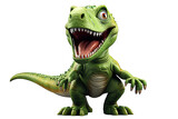 Green T rex dinosaur toy 3d rendering isolated illustration on white background