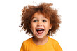 Portrait of a happy kid smiling and laughing, isolated on transparent background