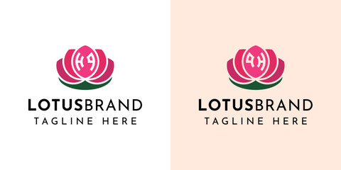 Wall Mural - Letter HQ and QH Lotus Logo Set, suitable for business related to lotus flowers with HQ or QH initials.