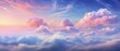 Ethereal sky with colorful clouds at sunset. Dreamy nature backdrop.