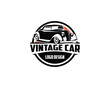 1932 vintage car. vector silhouette. isolated white background shown from the front. best for logos, badges, emblems, icons, design stickers, vintage car industry. available in eps 10