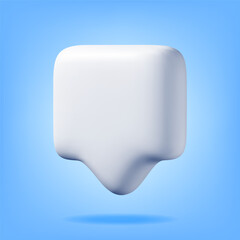 Fototapete - 3D White Blank Speech Bubble Isolated. Rendering Chat Balloon Pin. Notification Shape Mockup. Communication, Web, Social Network Media, App Button. Realistic Vector Illustration