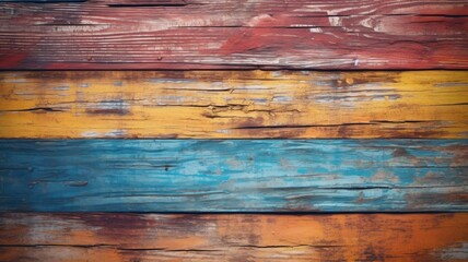 Poster - colorful vintage wooden top texture background. exuberant image. generative ai