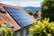 Suburban homes with rooftop solar panels