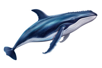 Wall Mural - 3d cartoon Humpback whale on transparent background