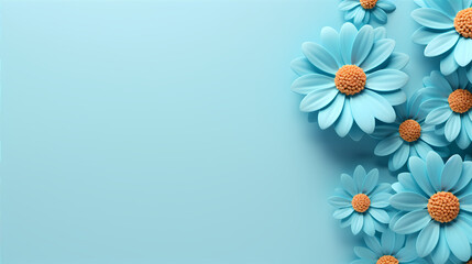 Wall Mural - Photo blank with fresh flower blue background template