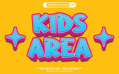 Poster - Kids area cartoon text style 3d editable vector text effect
