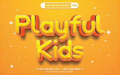 Poster - Playful kids 3d editable vector text style effect