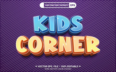 Poster - Kids corner 3d editable vector text style effect
