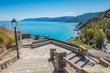 Panoramic view on Messina coasts from the Capo d'Orlando castle ruins, Sicily 