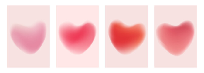 Poster - Blurred hearts. Set of romantic backgrounds for wedding invitations and Happy Valentine's Day holiday greetings. Vector illustration.