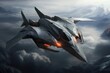 Fighter aircraft fighting, Jet fighter flying above the clouds Ai generated