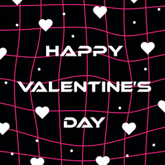 Wall Mural - Сard with Happy Valentine's Day inscription in y2k style. Vector template for banner, invitation, post, cover