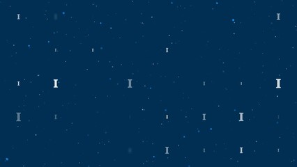 Poster - Template animation of evenly spaced capital letter I symbols of different sizes and opacity. Animation of transparency and size. Seamless looped 4k animation on dark blue background with stars
