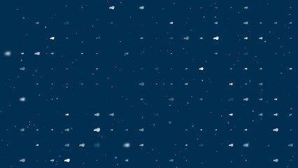 Poster - Template animation of evenly spaced sports whistle symbols of different sizes and opacity. Animation of transparency and size. Seamless looped 4k animation on dark blue background with stars