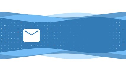 Poster - Animation of blue banner waves movement with white email symbol on the left. On the background there are small white shapes. Seamless looped 4k animation on chroma key background