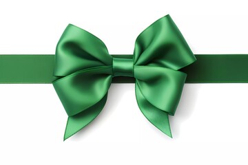 Wall Mural - Green beautiful decorative ribbon for holiday gift on white background.