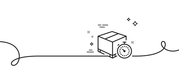 Poster - shipping tracking line icon. continuous one line with curl. delivery timer sign. express logistics s