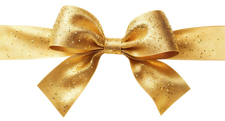Golden glittering ribbon and bow, cut out