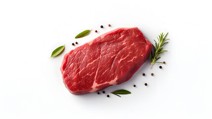 Wall Mural - Fresh grilled steak isolated, on white background, seen from above