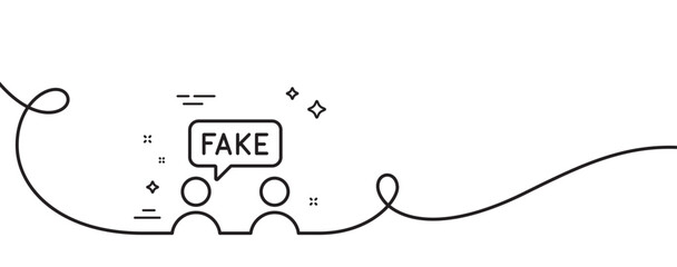 Poster - fake information line icon. continuous one line with curl. social propaganda sign. wrong truth symbo