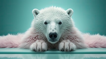 Wall Mural -  Polar Bear Close-up Portrait in the office table. Arctic Wildlife Photography. Generative AI	